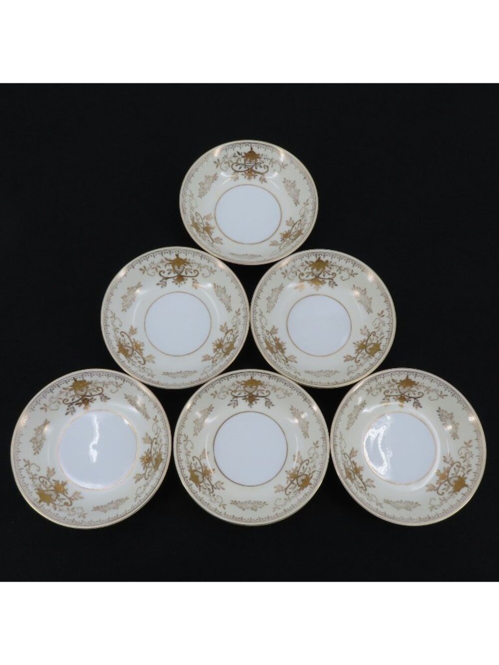 VTG Black Towers Set of 6 Windsor Pattern Gold Gilt Floral Scroll Bowls 5 Inch